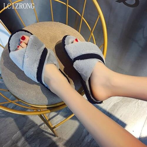 LCIZRONG Womens Faux Fur Slippers Winter Shoes Comfortable Home Slippers Plush House Women Indoor Warm Fluffy Cotton Shoes