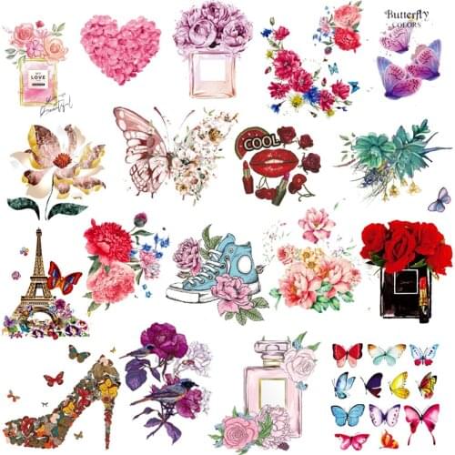 Thermo Transfer thermocollants Iron On transfers For Clothing Stickers on clothes butterfly flower patch for women diy accessory