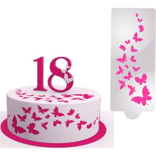 Butterfly Cake Stencil Food Grade Plastic Sugar Fondant Printing Mold Hollow Wedding Cake Edge Decoration Template Baking Tools