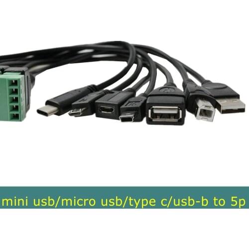 USB 2.0 Female Micro usb mini usb Type-C Male to 5 Pin Female Bolt Screw Connector with Shield Terminal Plug Adapter Cable 30cm