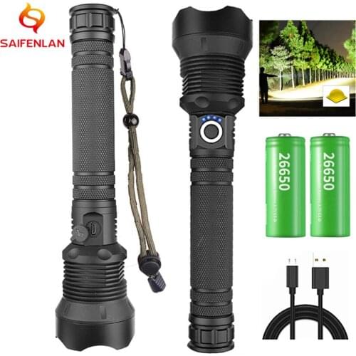 XHP70.2 50W LED Flashlight Torch USB Rechargeable Flashlights Zoomable Tactical Defense Powerful Flashlight For Camping Hunting