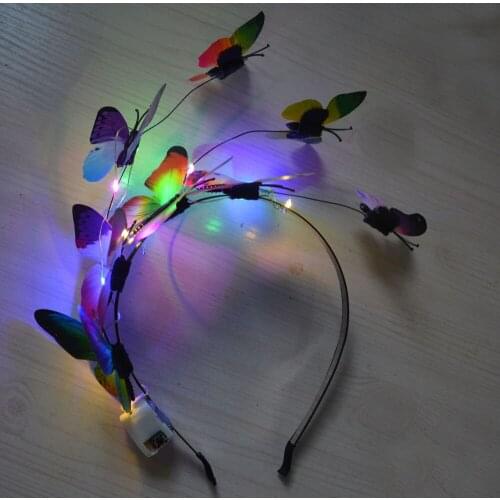 Women Girl LED Light Glowing Butterfly Wedding Bridel Hair Clip Headdress Hair Decoration Cocktail Party Carnival Night Club