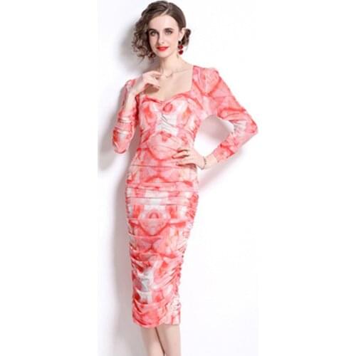 High Quality Women Spring Autumn New Temperament Lace Splicing Long Dress Vintage Party Robe Femme Designer Slim Midi Vestidos