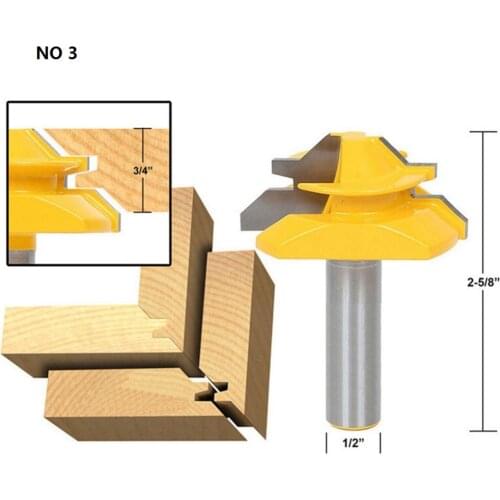 1Pc 45 Degree Lock Miter Router Bit 1/2 inch Shank Tenon Milling Cutter For Woodworking Tools