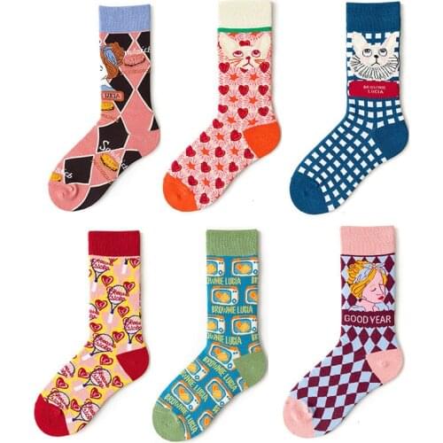 Fashionable Decorative Pattern European Women Tube Socks 6 Colors Ladies Tights Boots Long High Personality Girls Cotton Sock