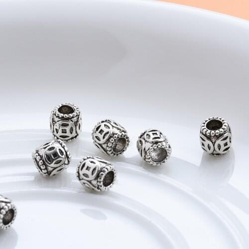 Copper Coin Separator Bead S925 Sterling Silver Thai Silver Bead Loose Bead Handmade Creative DIY Beaded Material Bracelet Jewel