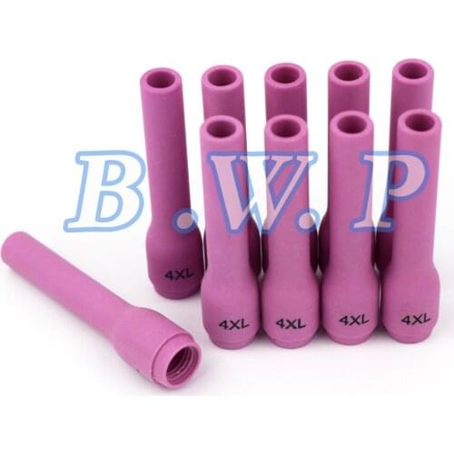 10Pcs TIG Consumables Alumina Nozzles Extra Long 63mm Size #4 796F75 For DB9 PTA9F 9P 9FV Torch