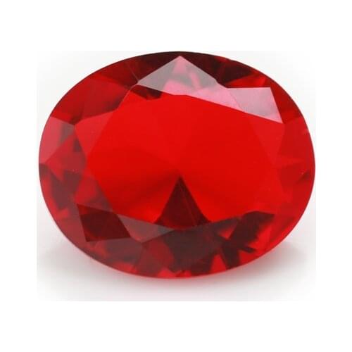100pcs 3x3~10x10mm Oval Shape Loose Stone Dark Red Color Glass Synthetic Gems For Jewelry DIY Stone
