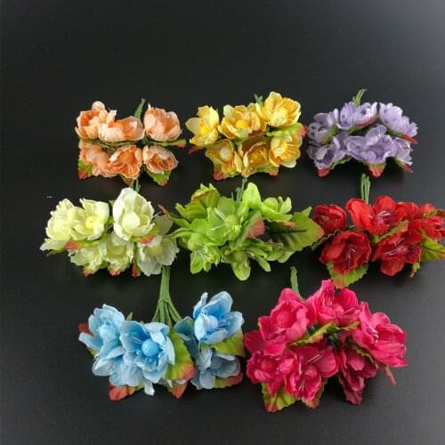 12PCS Mini Fabric Cherry Plum Blossom Artificial Flower Silk Baby Breath Floral Bouquet,Table Arrangements Weddding Decorations
