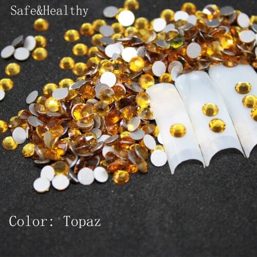 1440 pcs/Pack SS3-SS34 Topaz Nail Art Decorations Rhinestones For 3d Charm Glass Flatback Non Hotfix DIY Nails Decorations