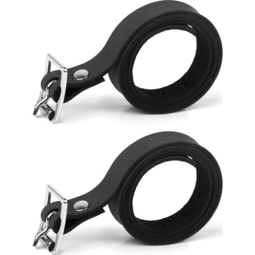 2 pcs Cow leather Horse Riding Leather Spur Straps with Alloy Buckle Equestrian Durable Sturdy Equestrian Accessories Black