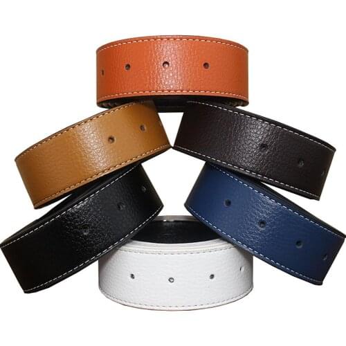 3.7cm Men Adjustable Genuine Leather Pants Waist Strap Band Belt without Buckle Harajuku Cool Solid Color Long Belts Xmas Gift