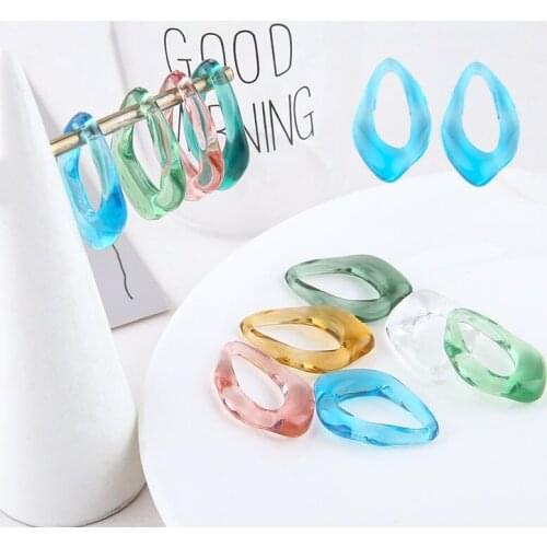 Transparent Colorful Hollow Out Waterdrop Earring Necklace Pendants 60pcs 24*35mm Plastic Jewelry Charms Ornament Accessories