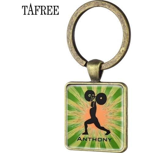 TAFREE Brand Love Sporty Fitness Vintage Key Chain Ring Holder Women Men Weightlifting Sport Jewelry Keychain Keyring Gift FQ560