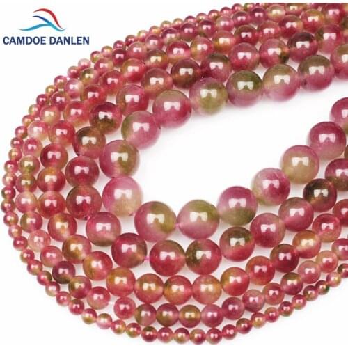 Natural Stone Beads Watermelon Crystal 4/6/8/10/12MM Round Diy Accessory Bracelet Necklace Beads For Jewelry Making Wholesale