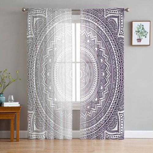 Flower Mandala Gradient Art Gauze Curtains For Childrens Bedroom Kitchen Screen For Living Room Holiday Decor Voile Curtain