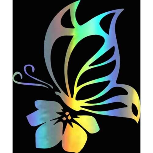 DecalsMe Butterfly With Flower Vinyl Car Sticker Creative Cartoon Animal Car Decal for Motorcycle Car Styling Decoration