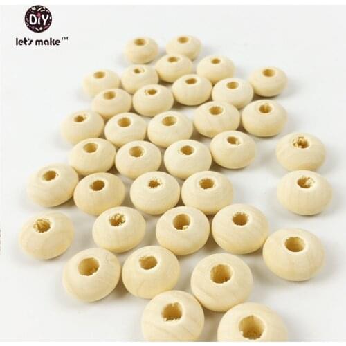 Lets Make Wood Beads (200pc/lot) Eco-friendly Baby Teether Clips Teething Accessories DIY Jewelry Making Jewelry Natural Beads
