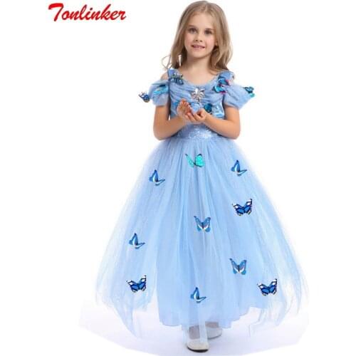 Girls Festival Party Short Sleeve Fancy Butterfly Princess Costume Kids Birthday Party Beading Applique Flower Lace Mesh Dresses