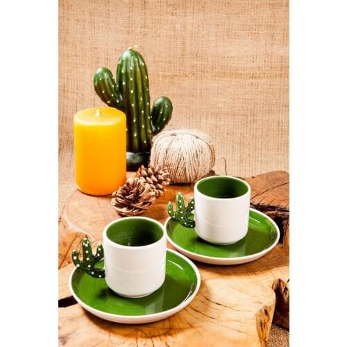Homemade Cactus Love 2 Personality Coffee cup HANDMADE CERAMIC TURKISH COFFEE FİNCANI