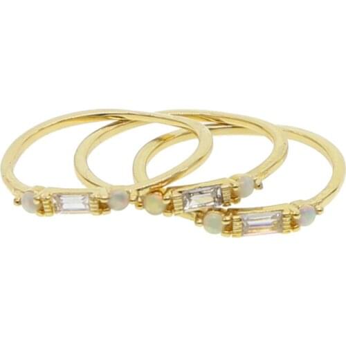 Elegant Thin Lady Gold Stack Midi Mid Finger Knuckle cz opal Rings Set for Women Mid Finger Ring delicate dainty gold Thin Ring