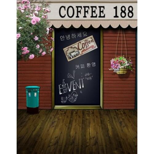 5x7ft Wooden Floor Coffee Store Photography Backdrops Photo Props Studio Background