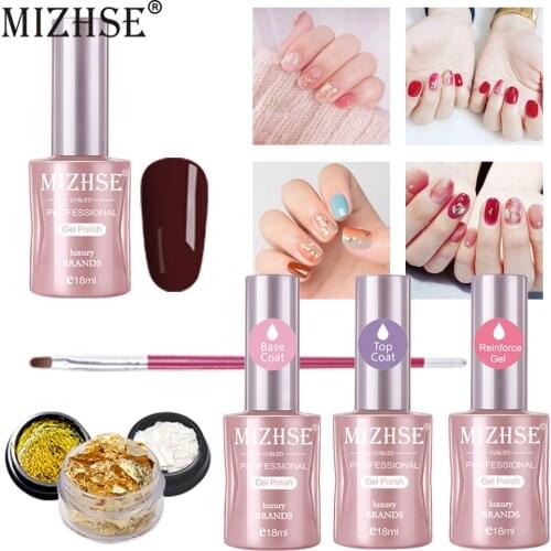 MIZHSE Gel Nail Polish Set Hybrid Manicure Gellak Esmalte Permanente 18ml UV LED Primer Top Coat poly nail gelVarnish Polishes