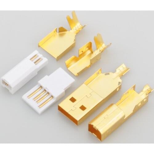 Hi-End Rose Gold Plated USB connector USB A+USB B Type A-B Plug For DIY USB Cable Taiwan Made