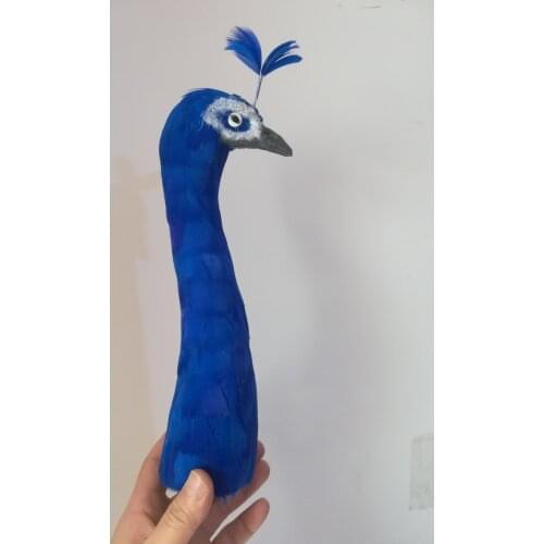 Simulation animal about 27cm blue peacock head foam&feathers head hard model display stage prop,home Decoration Xmas gift b2411