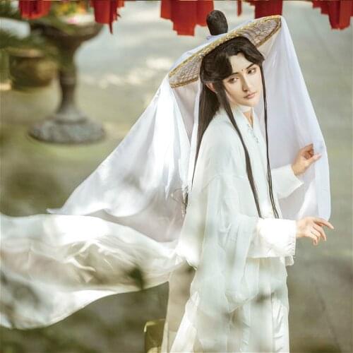 Tian Guan Ci Fu Cosplay Xie Lian Cosplay Xielian Cos Costume Set +bamboo Hat Prop Chinese Hanfu Dress Anime Outfit Women Men