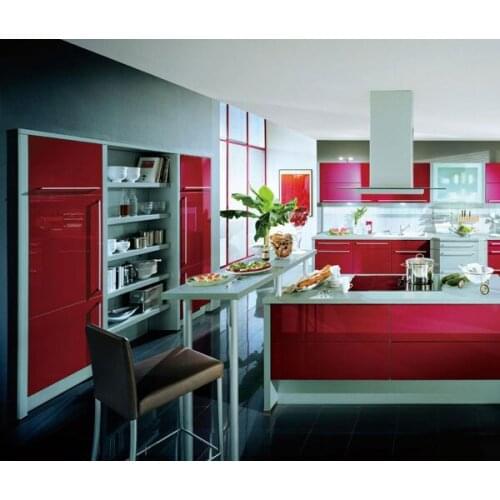 Red modern kitchen high gloss