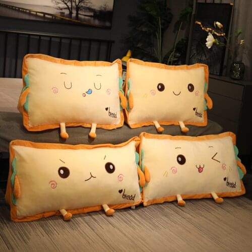 Cute Triangle Toast Toy Stuffed Soft Long Bread Plush Throw Pillow Cushion Car Sofa Bed Home Decoration Gift For Friend Lover