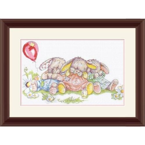 Precise Printing Fishxx Cross Stitch Kit T130 Cute Cartoon Bunny Childrens Room Decoration Hand Embroidery Painting