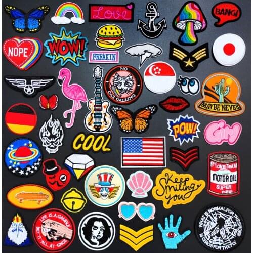 Butterfly Mushroom glasses DIY Iron on Patch for Clothing Embroidered Sewing Applique Woven Badge Sew On Patches WOW NOPE COOL