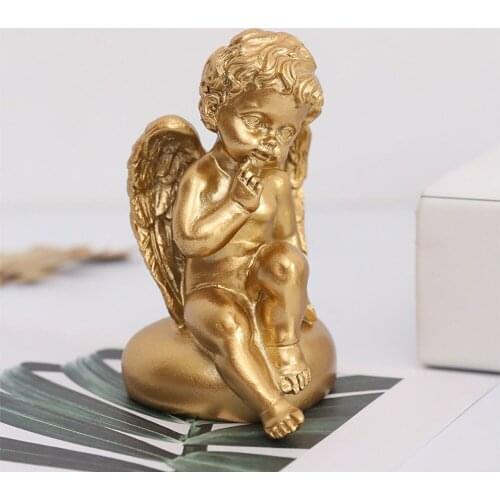Nordic Style Light Luxury Gold Resin Angel Boy Statues Crafts Home Craft Desktop Figurine For Office Tables Ornaments For Home