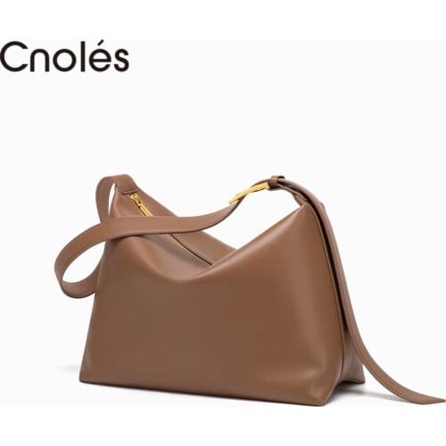 Cnoles New Fashion Genuine Leather Open Bag Classic Brand Womens Tote Bag Ladies Crossbody Shoulder Bags Shopping Bag