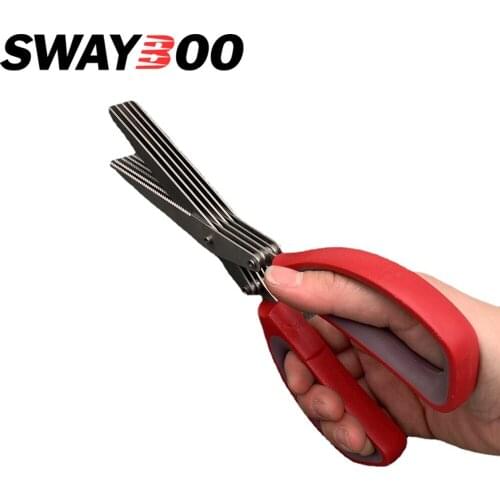 Dropship Big Size Five-layer Chopped Green Onion Scissors Household Stainless Steel Scissors Plastic Handle Food Scissors