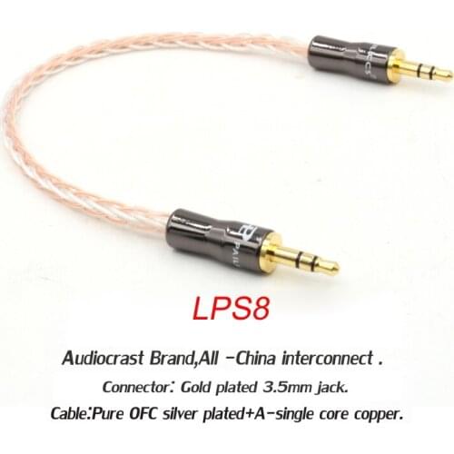 One piece LPS8 17cm OCC copper and silver Male to Male audio car upgrade Headphone Cellular phone cable