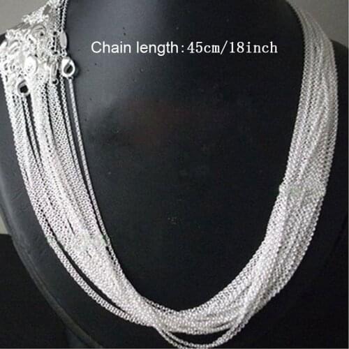 Wholesale Price 5pcs/Lot 18''45cm Simple Fashion 925 Silver 1mm Basic Chain Necklaces Women Jewelry