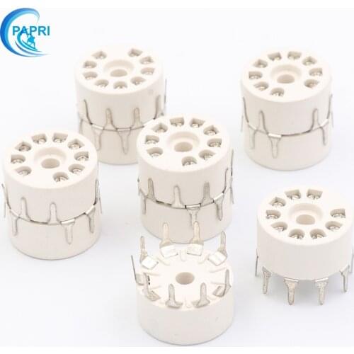 PAPRI 10PCS EL84 12AX7 ECC83 ECC82 6922 Bakelite B9A 9Pin Tube Socket Audio PCB Mount