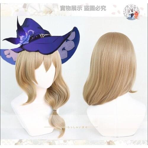 Lisa Cosplay Wig Genshin Impact Cosplay Linen Brown Heat Resistant Synthetic Hair Anime Cosplay Wigs + Wig Cap