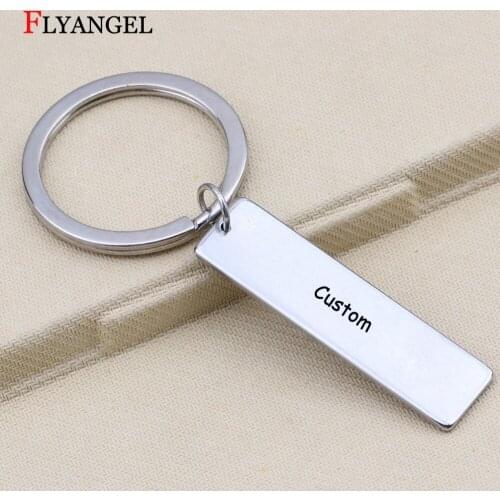 Personalized 40*10mm Custom Name DIY Letter Key Chain Stainless Steel Keyring for Couples Friends Family Gifts Jewelry