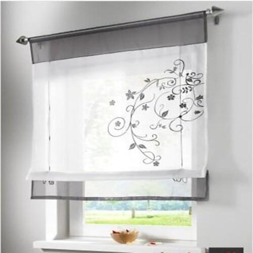 Roman Short kitchens curtains Solid Curtains Embroidered Window Drapes for the living room Bedroom Decor backdrop curtain