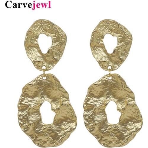 Carvejewl post earrings hammered irregular big round dangle earrings for women jewelry girl gift fashion unique personality hot