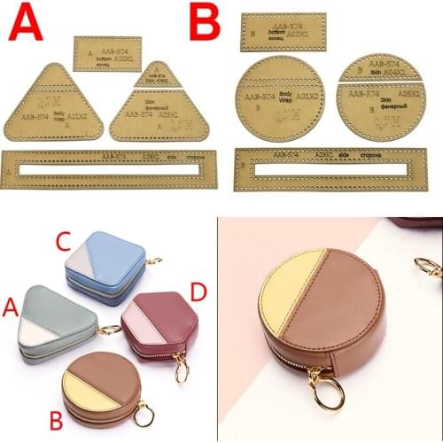 1Set DIY Kraft Paper Template Lovely Ladies Zipper Coin Purse Storage Bag Leather Craft Pattern DIY Stencil Sewing Pattern 8-10