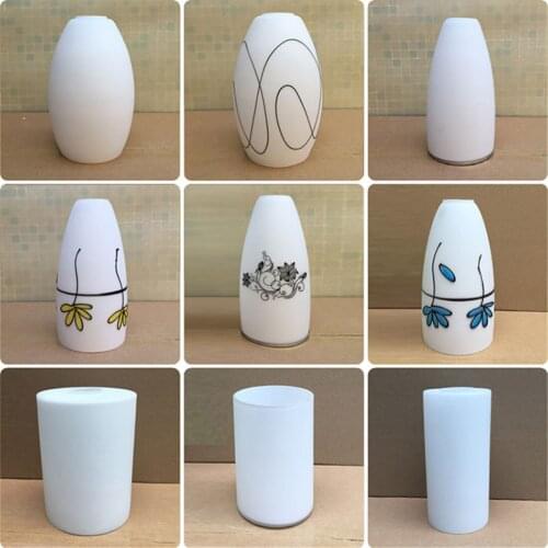 Modern Opening D4.2cm Fitter White Glass Shade Replacement Egg Drum Lampshade Cover Lighting Fixture Accessory for E27 Lamps