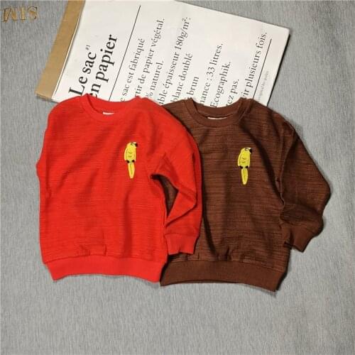 Yellow parrot sweaters red/brown for kids boys girls autumn