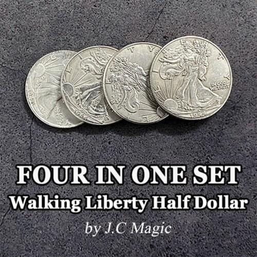Four In One Walking Liberty Half Dollar Set By J.C Magic Tricks Coin Appear Vanish Magician Close Up Illusions Gimmick Mentalism
