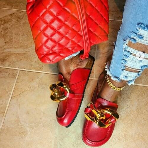 Women Summer Pumps Sandals Slippers Platform Adult Non-slip Slides Ladies Slipper Female Chain Decoration Sandal Plus Size 43