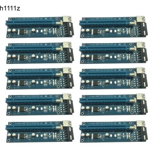 10pcs 60cm USB 3.0 PCI-E PCI Express 1x to 16x Extender Riser Card with SATA 15pin to 4pin Power Cable for Bitcoin Miner Mining